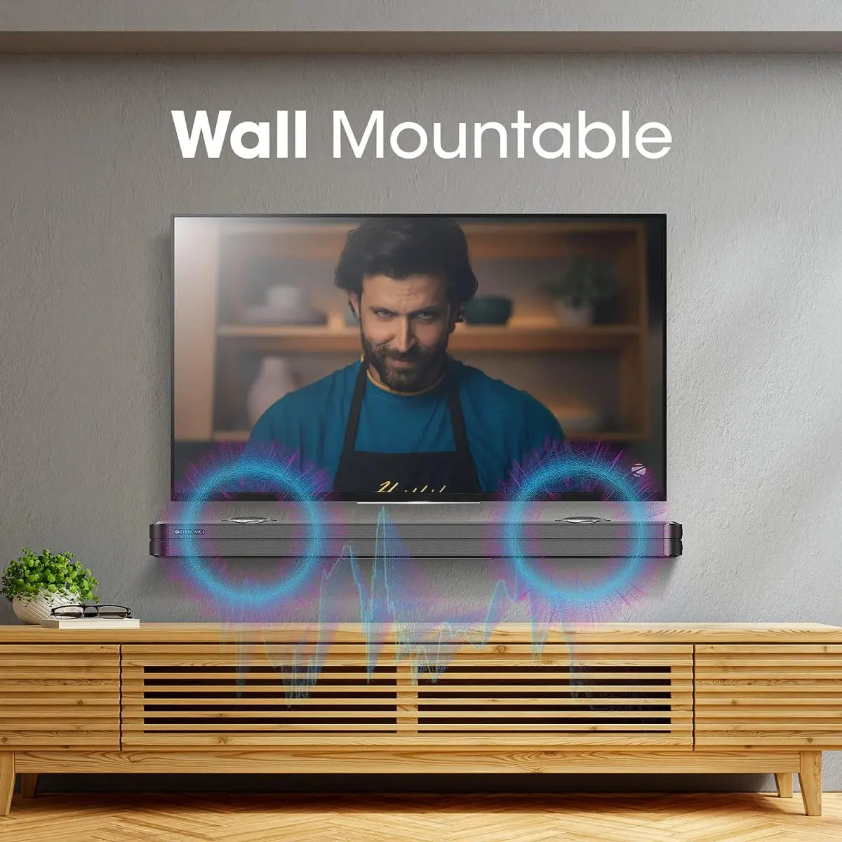 ZEBRONICS Juke BAR 3650 PRO Powerful soundbar with Dual 7.62cm (3”) subwoofers, 100W RMS Output, 2.2 Configuration, HDMI ARC, Optical, Bluetooth v5.0, LED Display, Wall mountable & Remote