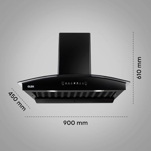 Glen 90 cm 1600 m3/hr BLDC Filterless Autoclean Kitchen Chimney with Heat Sensor (Fabia BLDC BLACK 90cm)