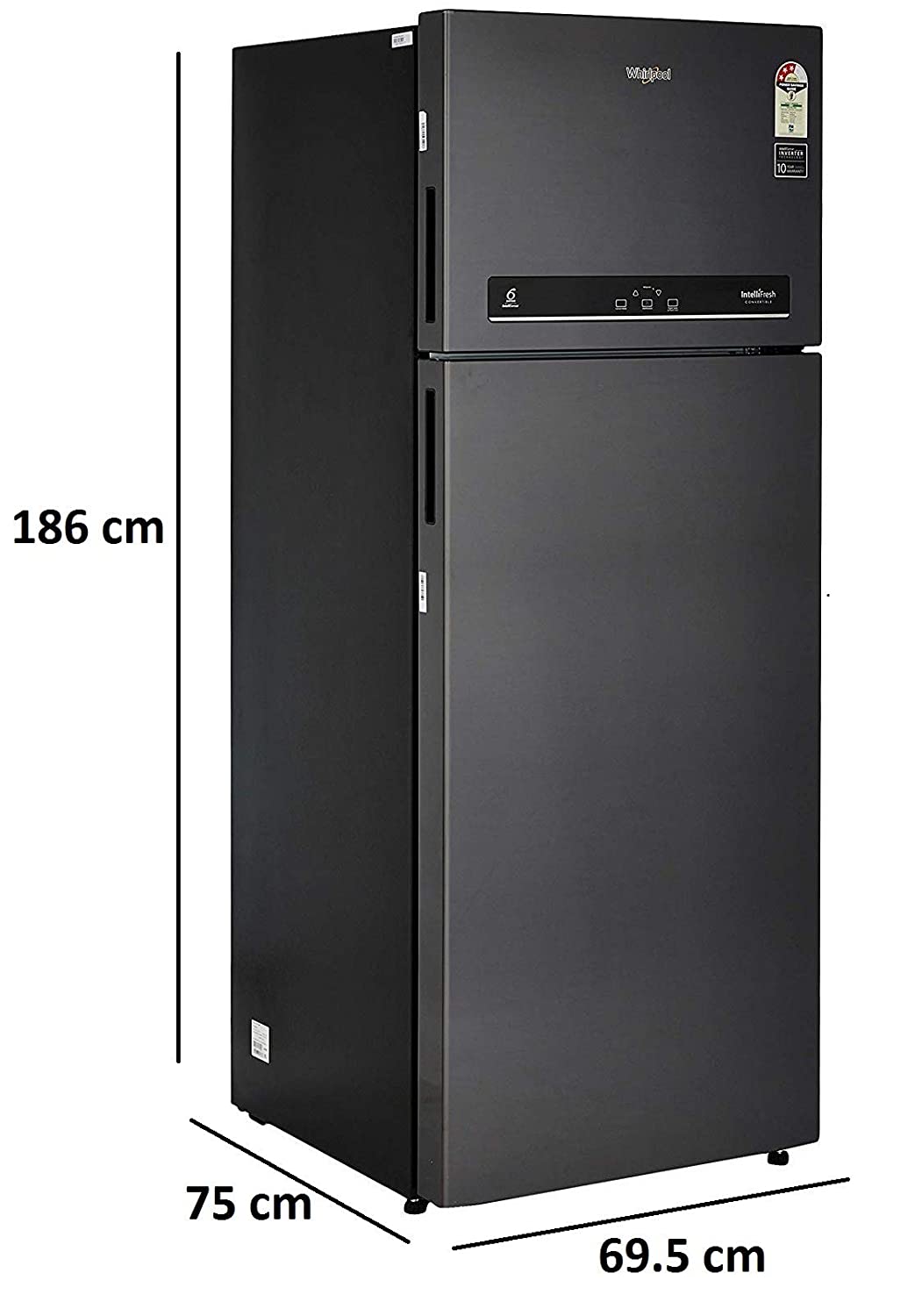 Whirlpool 500 L 3 Star Refrigerator INTELLIFRESH INV CNV 515 3S Steel Onyx