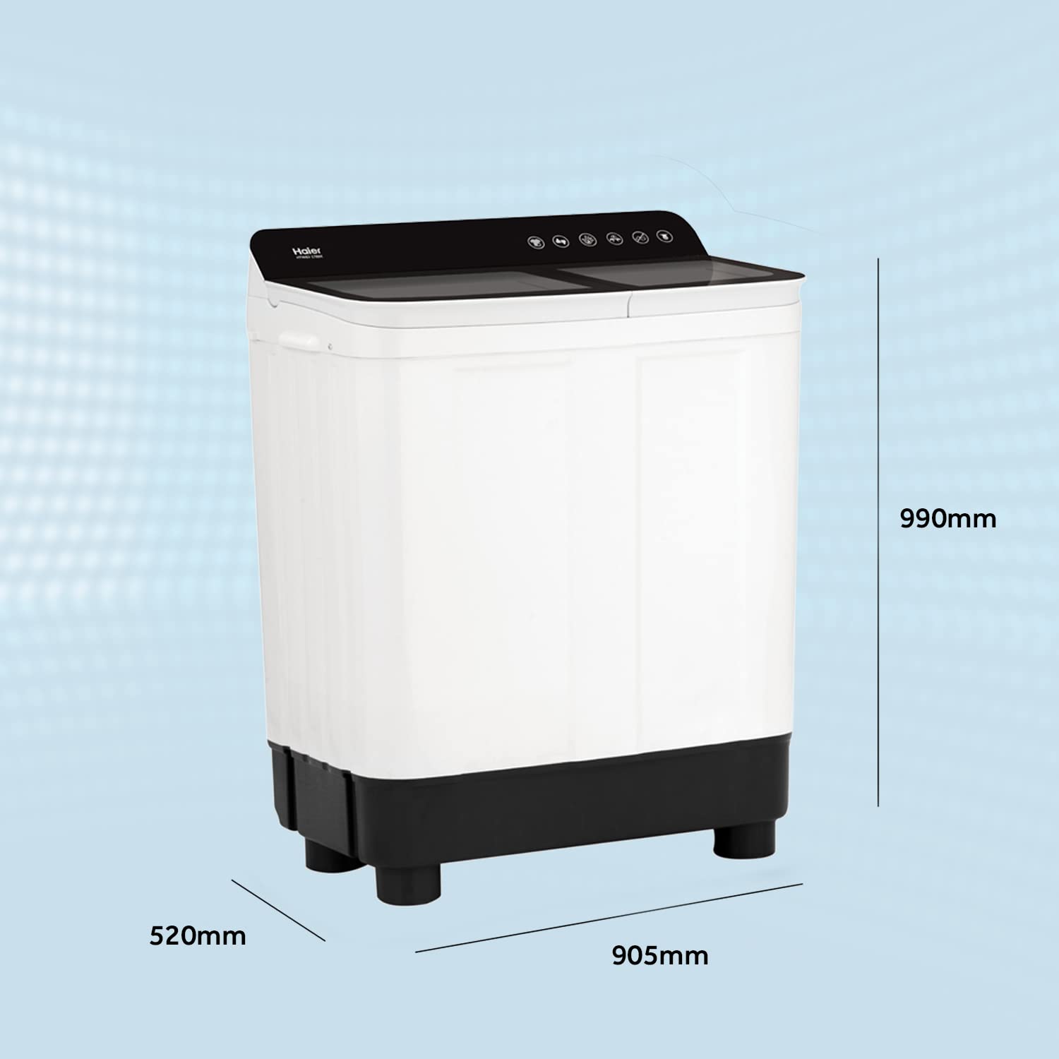 Haier 10 Kg 5 Star Anti-Bacterial Vortex Pulsator Semi Automatic Washing Machine Top Load Black (HTW100-178BK, White, Toughened Glass)