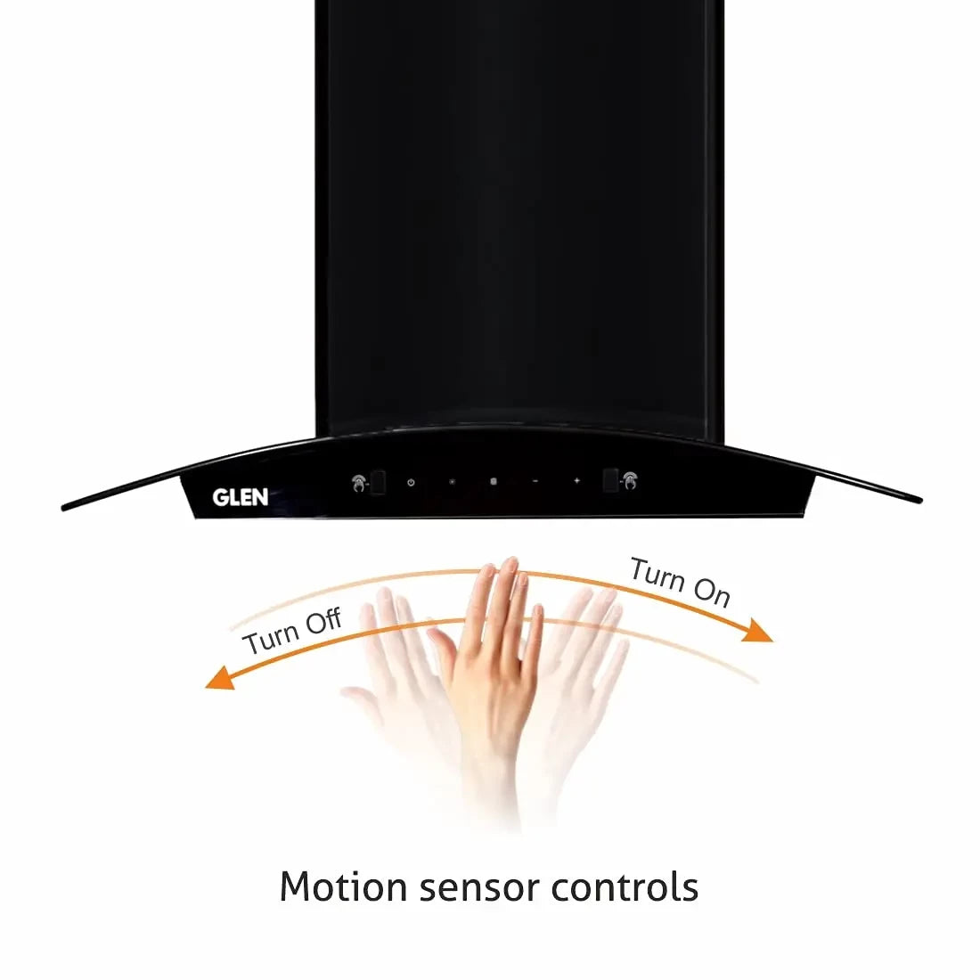 GLEN 60 cm 1050m3/hr Auto-Clean curved glass Kitchen Chimney Filterless Motion Sensor Touch Controls (Senza Black)