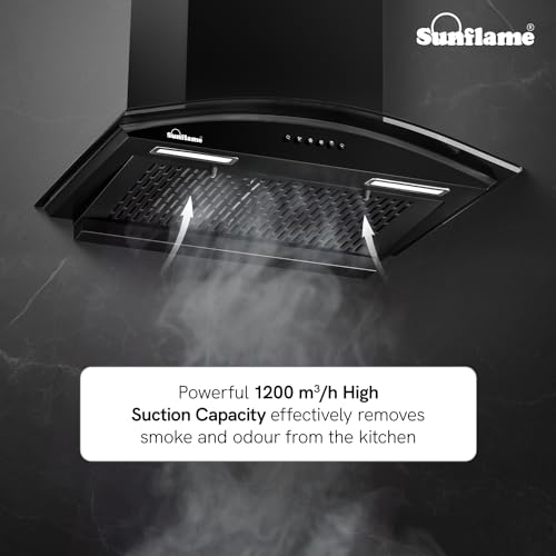 Sunflame Lamia 60 FL HAC Filterless Auto-Clean Kitchen Chimney| 60 cm | 1200 m³/h High Suction | Push Button Control| 1-Year Comprehensive and 5-Year Motor Coverage