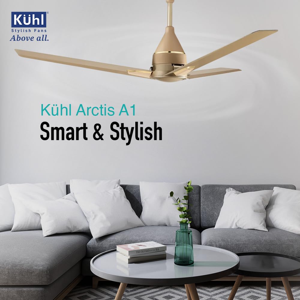 KUHL Arctis A1 1200 mm 65% Power Saving BLDC Ceiling Fan With Remote | BEE 5 Star Rated & ISI | High Air Flow | 5 Year Warranty | Gold