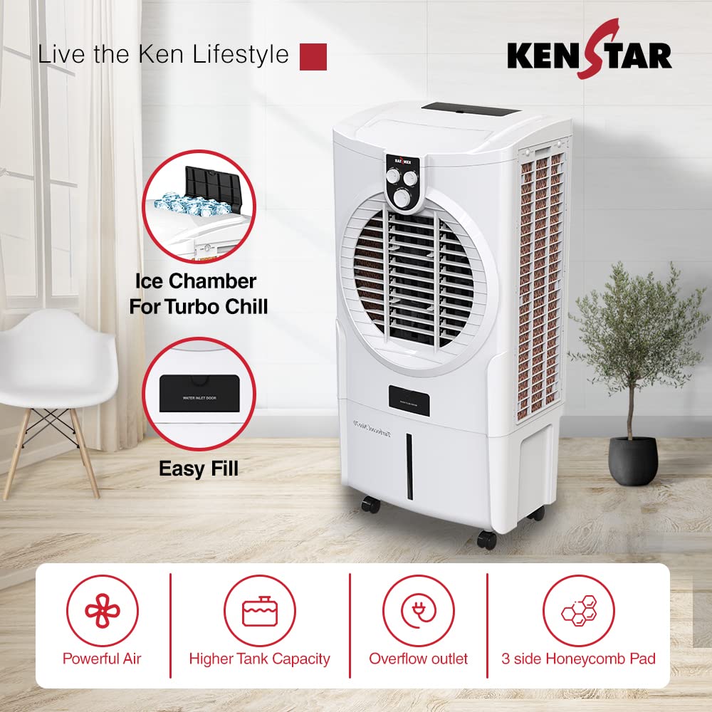 Kenstar Turbocool Neo Hc 70 litres Honeycomb Desert Cooler, Black & White, (KCLTCNWH070FMH-ESV)