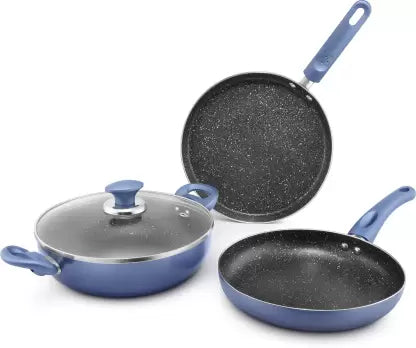 Kutchina Endura Nonstick Combo set Induction Bottom Non-Stick Coated Cookware Set  (PTFE (Non-stick), 4 - Piece)