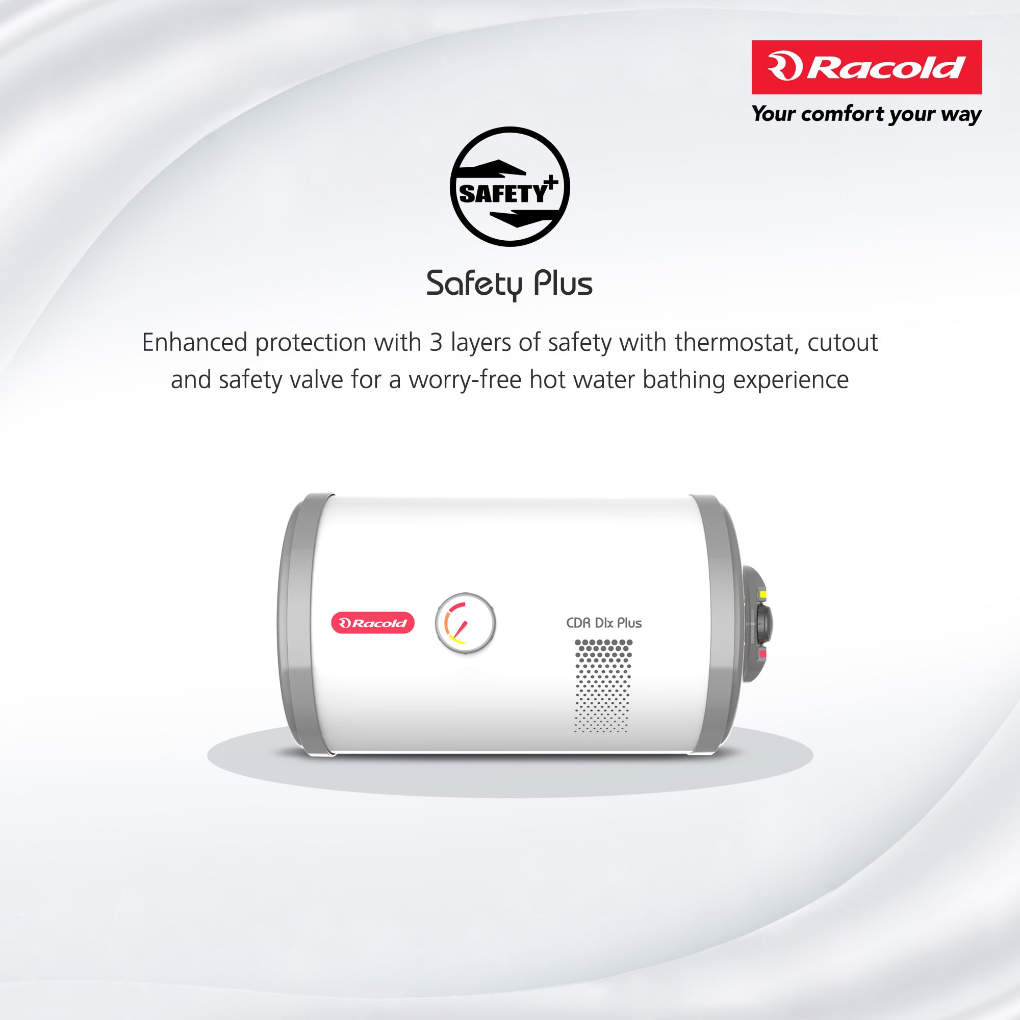 Racold CDR DLX Plus RHS 15L Horizontal Energy Efficient Storage Water Heater(Geyser) with Free Installation & Pipes|Temperature Display & Knob|Fits Under False Ceilings|Titanium Enameled Coat