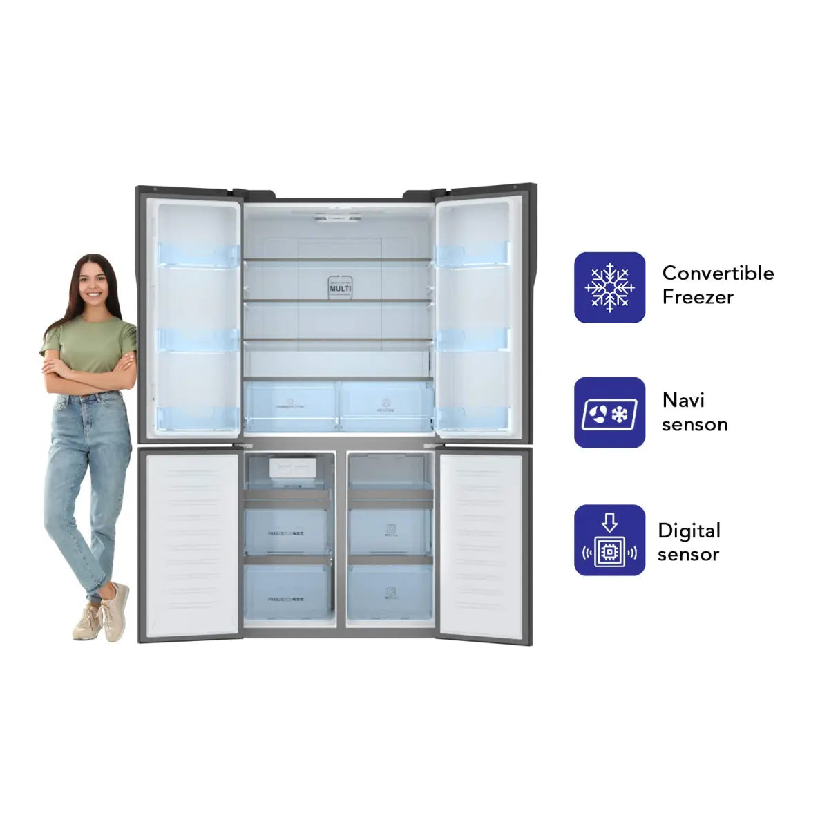 Haier 712 L Inverter Frost-Free Side-by-Side Refrigerator with Twin Inverter Technology (HRB-738BG, Black Glass)