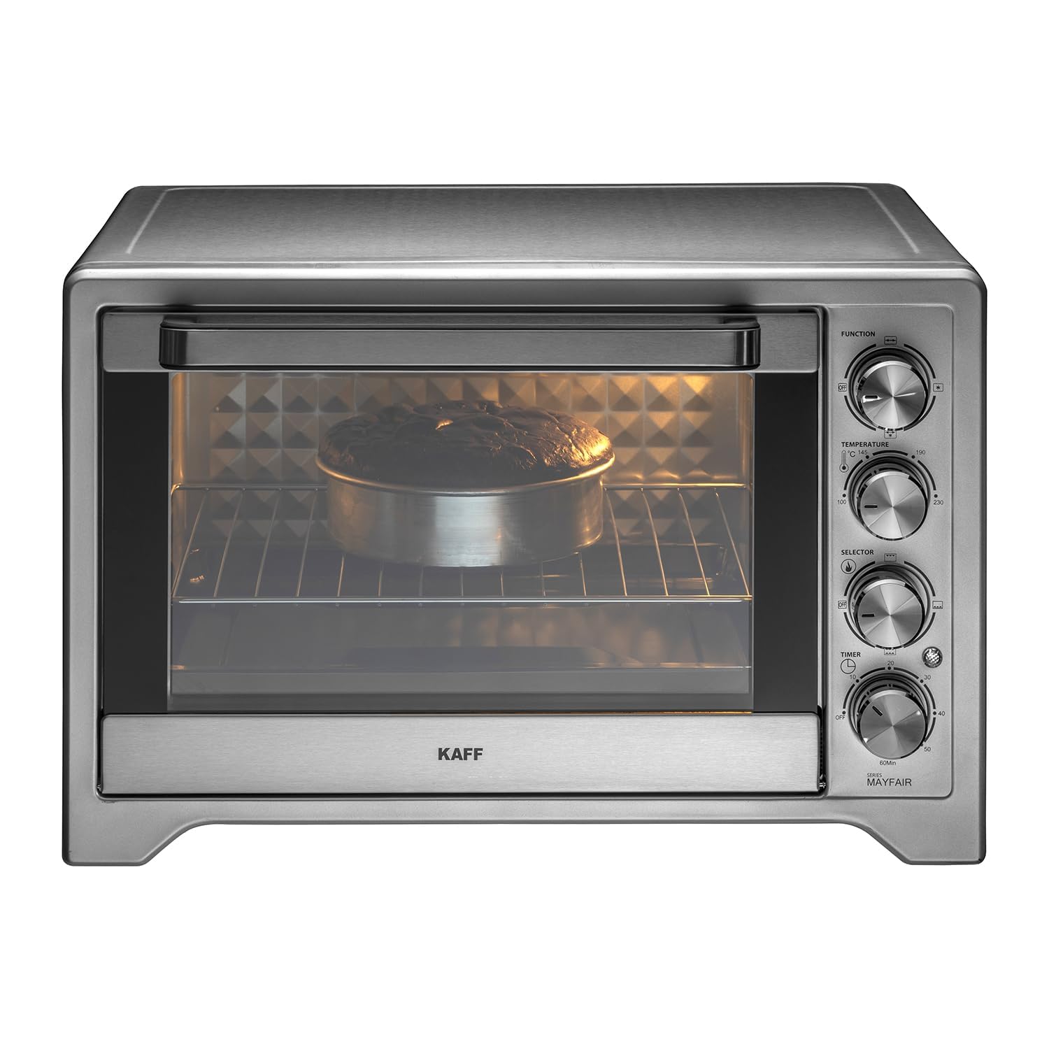 Kaff MFOT45-SS Electric Oven Toaster Grill (OTG) for Kitchen 45 Litre, 2000W with Rotisserie and Convection Fan | Stainless Steel Finish Styling Handle (Silver)