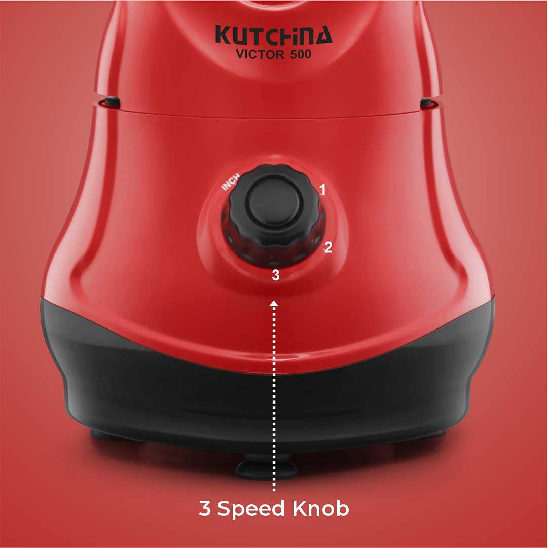 KUTCHINA 500 Watt Victor 500 Mixer Grinder Machine Red 3 Jars