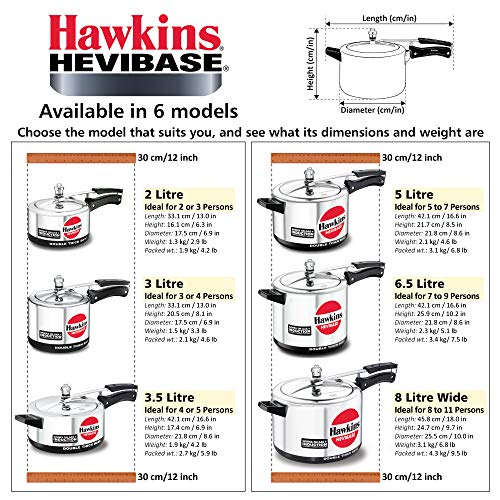Hawkins 3.5 Litre Hevibase Pressure Cooker, Induction Inner Lid Cooker, Silver (IH35)