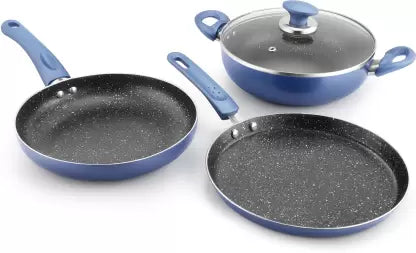 Kutchina Endura Nonstick Combo set Induction Bottom Non-Stick Coated Cookware Set  (PTFE (Non-stick), 4 - Piece)