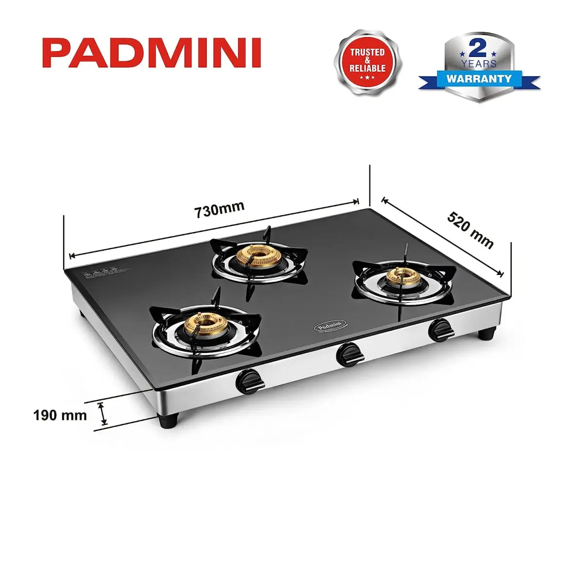 Padmini Three Burner Gas Stove - CS 321 GT XL Auto