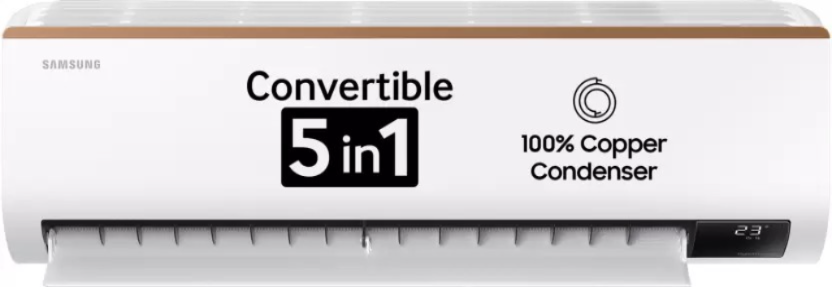 SAMSUNG Convertible 5-in-1 Cooling Mode 2023 Model 1.5 Ton 4 Star Split Inverter AC - White  (AR18CY4ZAGD/AR18CY4ZAGDNNA/AR18CY4ZAGDXNA, Copper Condenser)