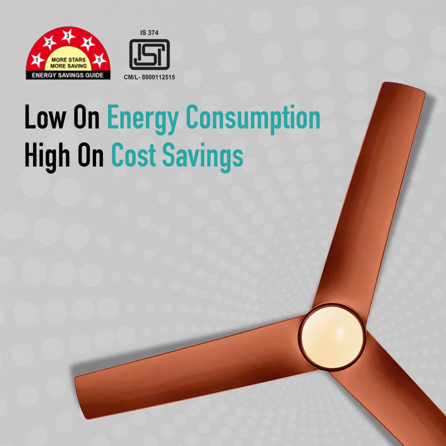 KUHL Windzz K3 1320 mm 65% Power Saving BLDC Ceiling Fan | BEE 5 Star Rated & ISI Marked | High Air Flow | 5 Year Warranty | Brown