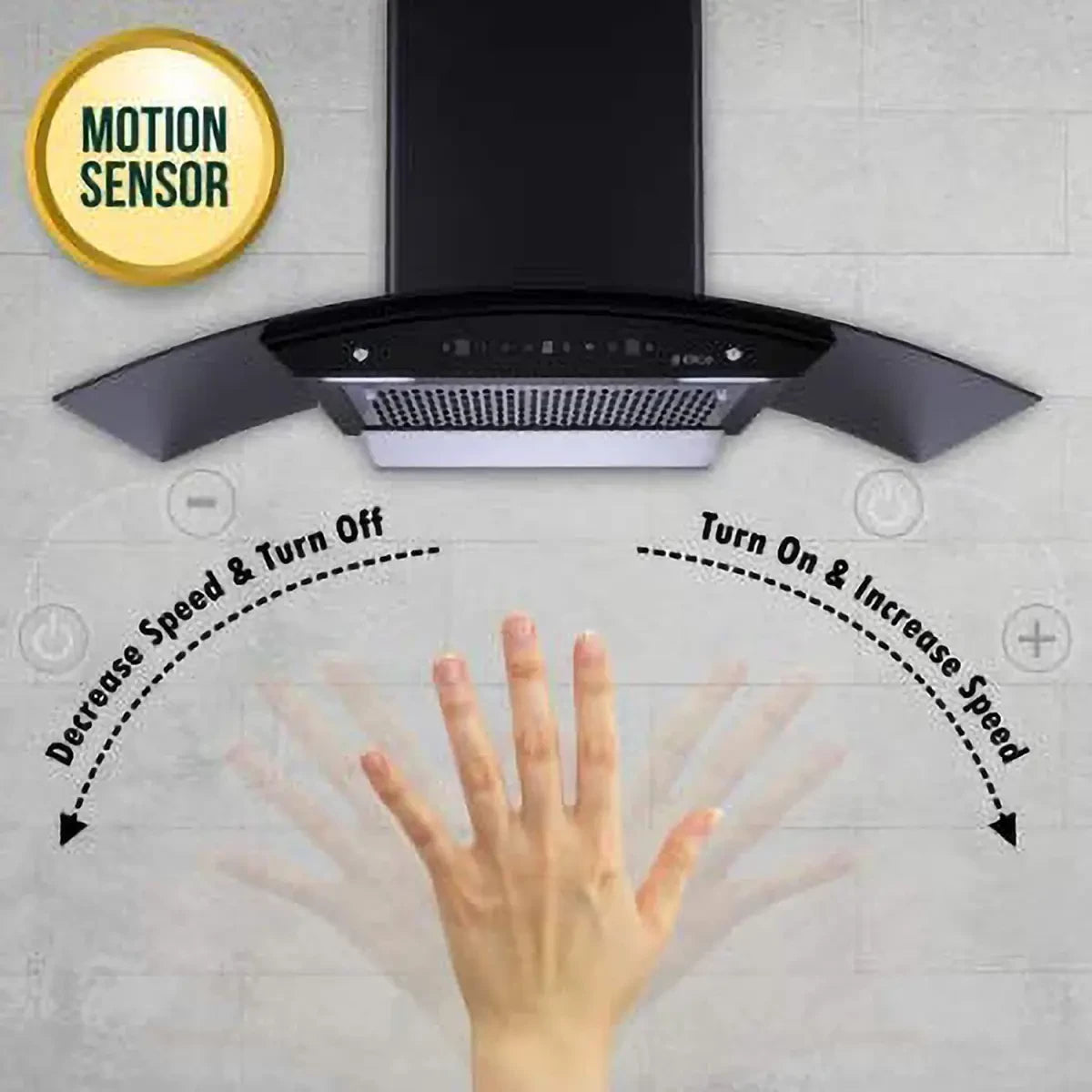 Elica 90 cm 1200 m3/hr Filterless Auto Clean Chimney (WDFL 906 HAC MS NERO, Touch + Motion Sensor Control, Black)