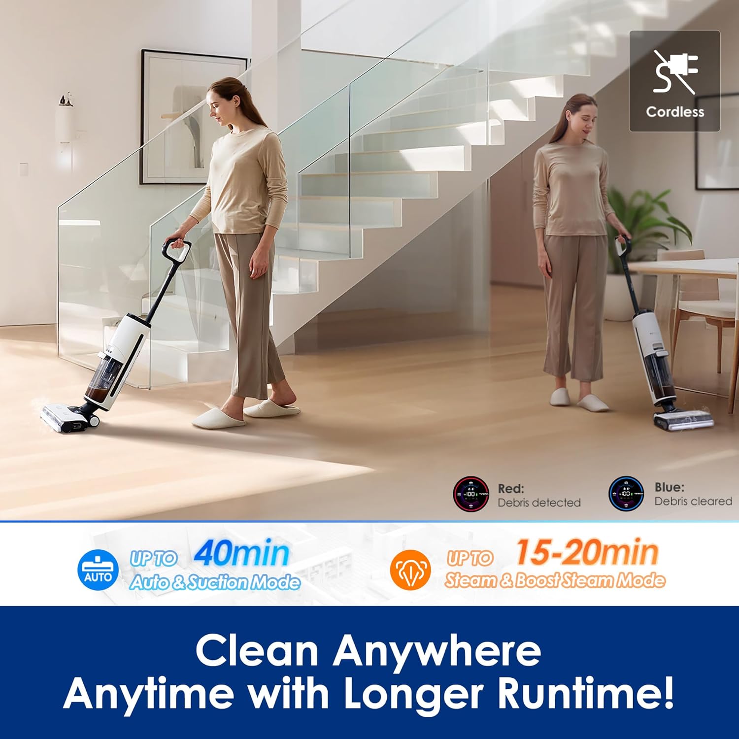 Tineco Floor ONE S7 Steam Cordless Wet Dry Vacuum Cleaner, 3-in-1 Steam Mop & Vacuum, Floor Washer for Sticky Mess Clean Up, iLoop Sensor