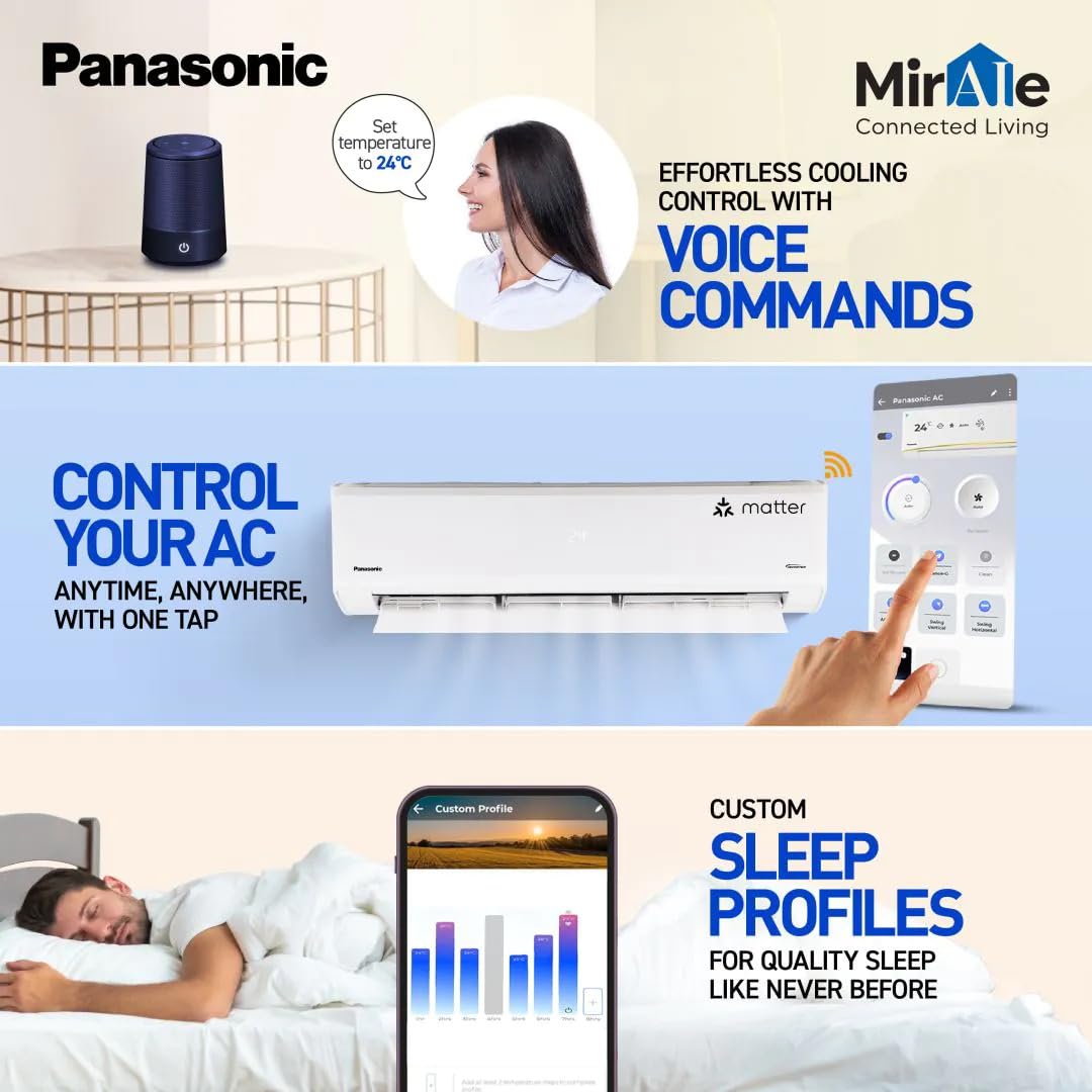 Panasonic 7-in-1 1.5T 5-Star Inverter Split AC (CS/CU-EU18BKY5XFM) with 100% Copper Condenser