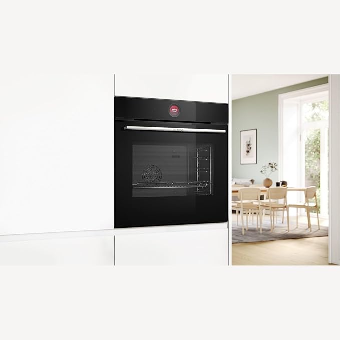 Bosch HBG7341B1, Series 8 Smart Built-in Oven, 60 x 60 cm,Black, Dirt-Repellent & Self-Cleaning, Air Fry, Bosch Assist Automatic, 3D Hot Air, Colour Touch Screen & Operating Ring