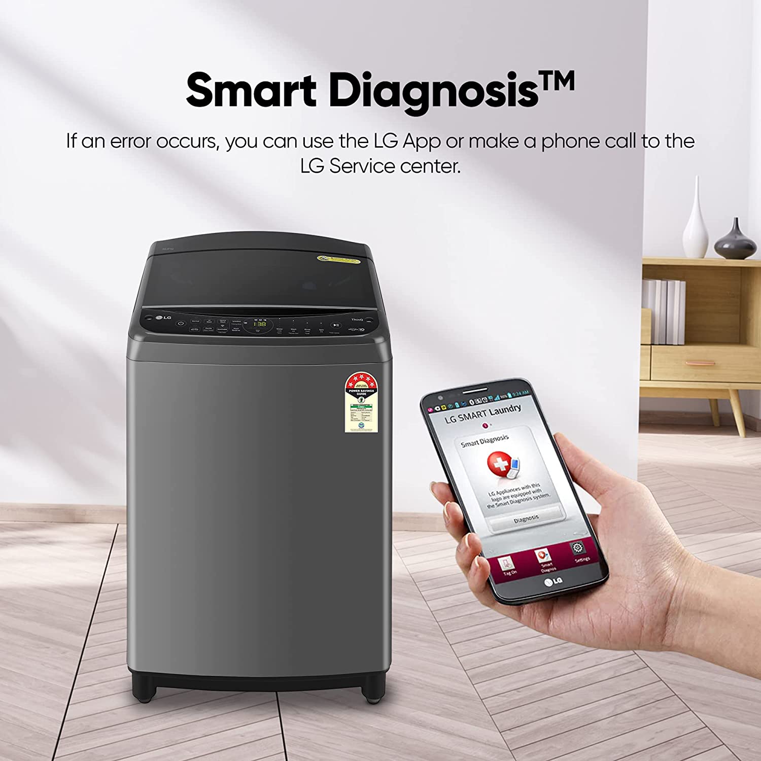 LG 10 Kg 5 Star Inverter Wi-Fi Fully-Automatic Top Load Washing Machine (THD10NWM, Middle Black, AIDD Technology)