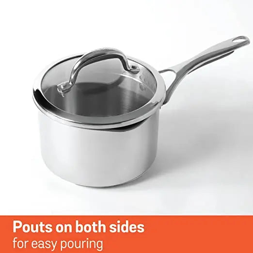Meyer Select Covered Straining Saucepan 1.95 Liters Gas and Induction Compatible 70339 16cm Silver