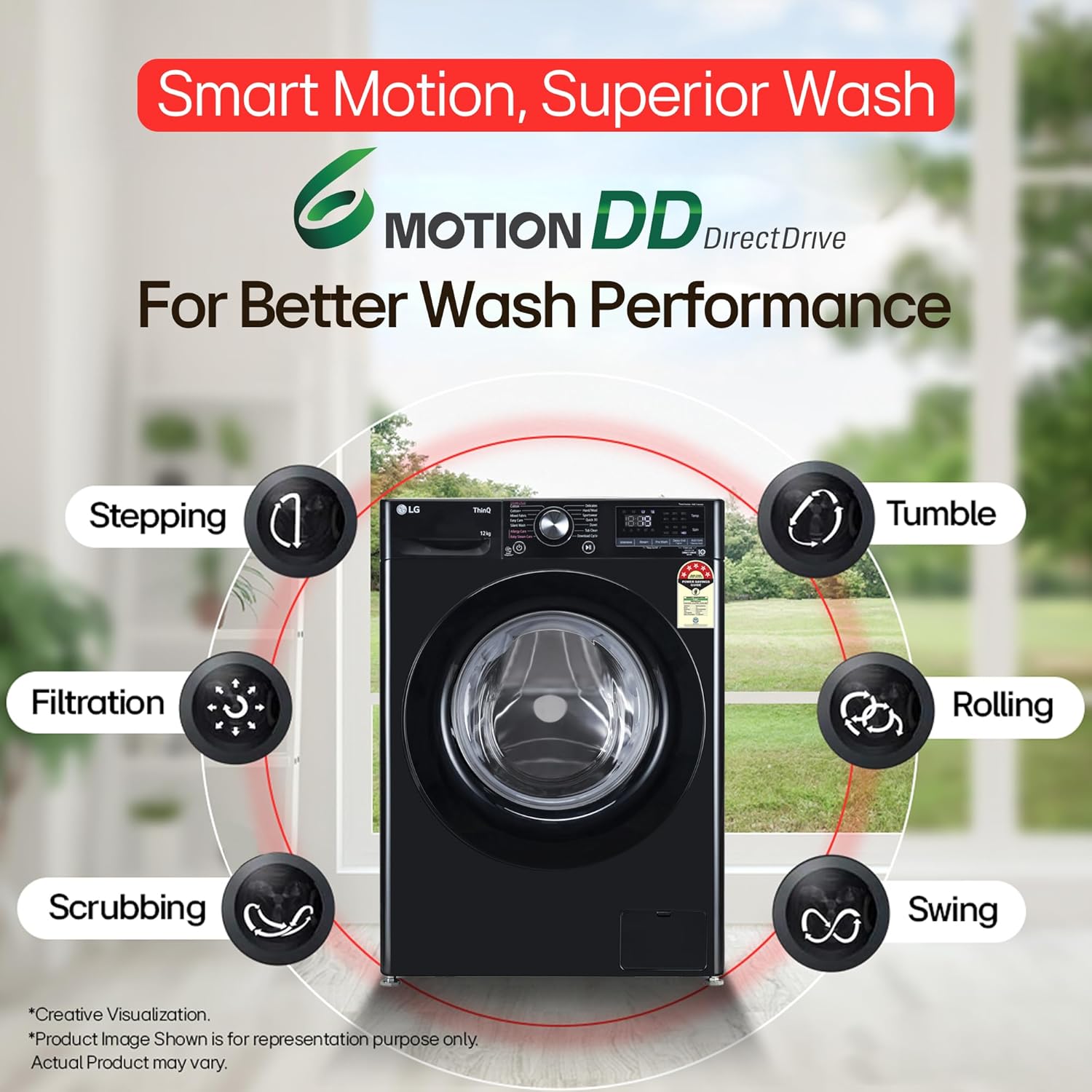 LG 12kg 5-Star AI Direct Drive Wi-Fi Steam Fully Auto Front-Load Washer (FHP1412Z3O)