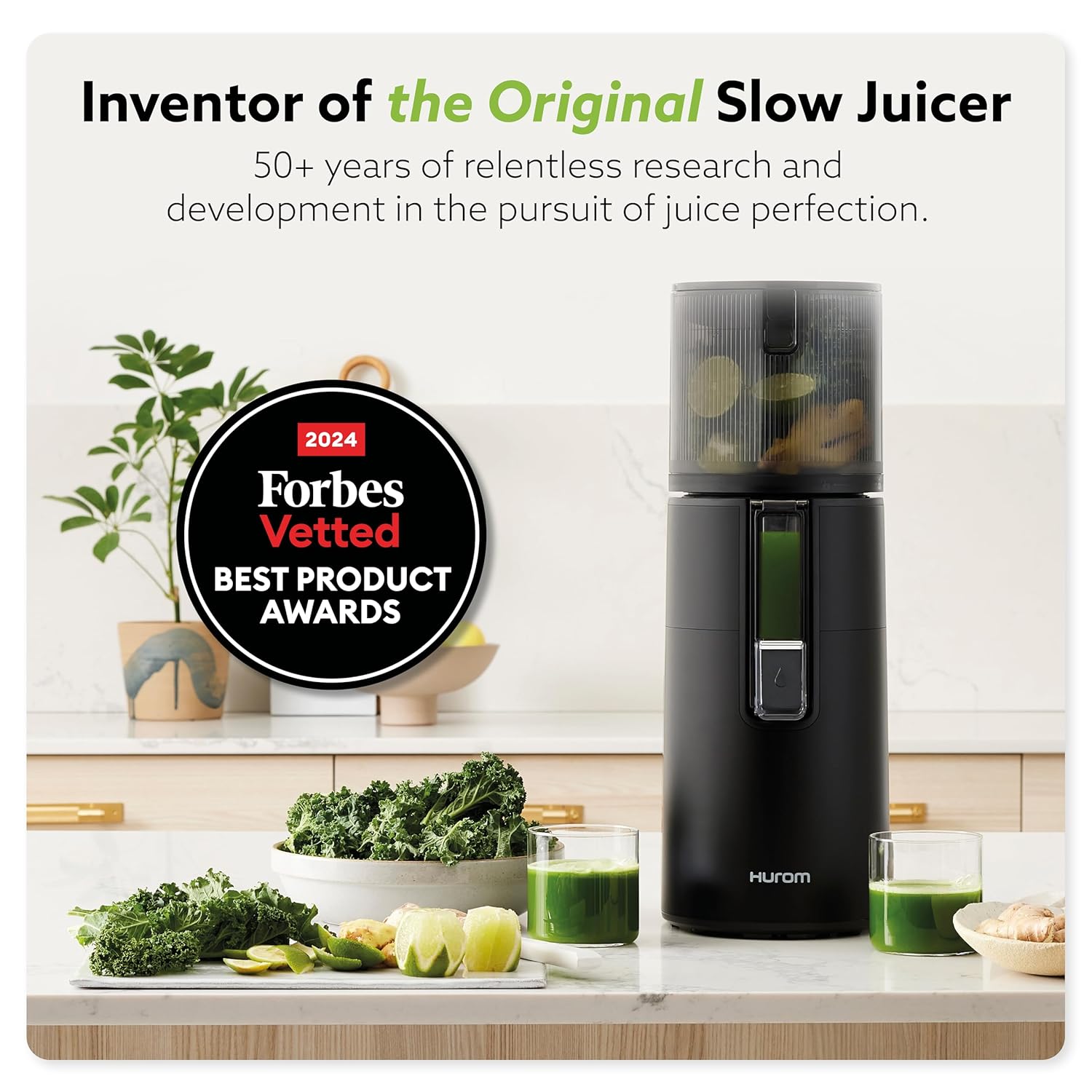 Hurom H400 Slow Juicer, Matte Black | Hands Free | Whole Produce Hopper | Quiet Motor | Scrub Free Cleaning | BPA Free | Easy Assembly | Healthy Living | Cold Press Masticating