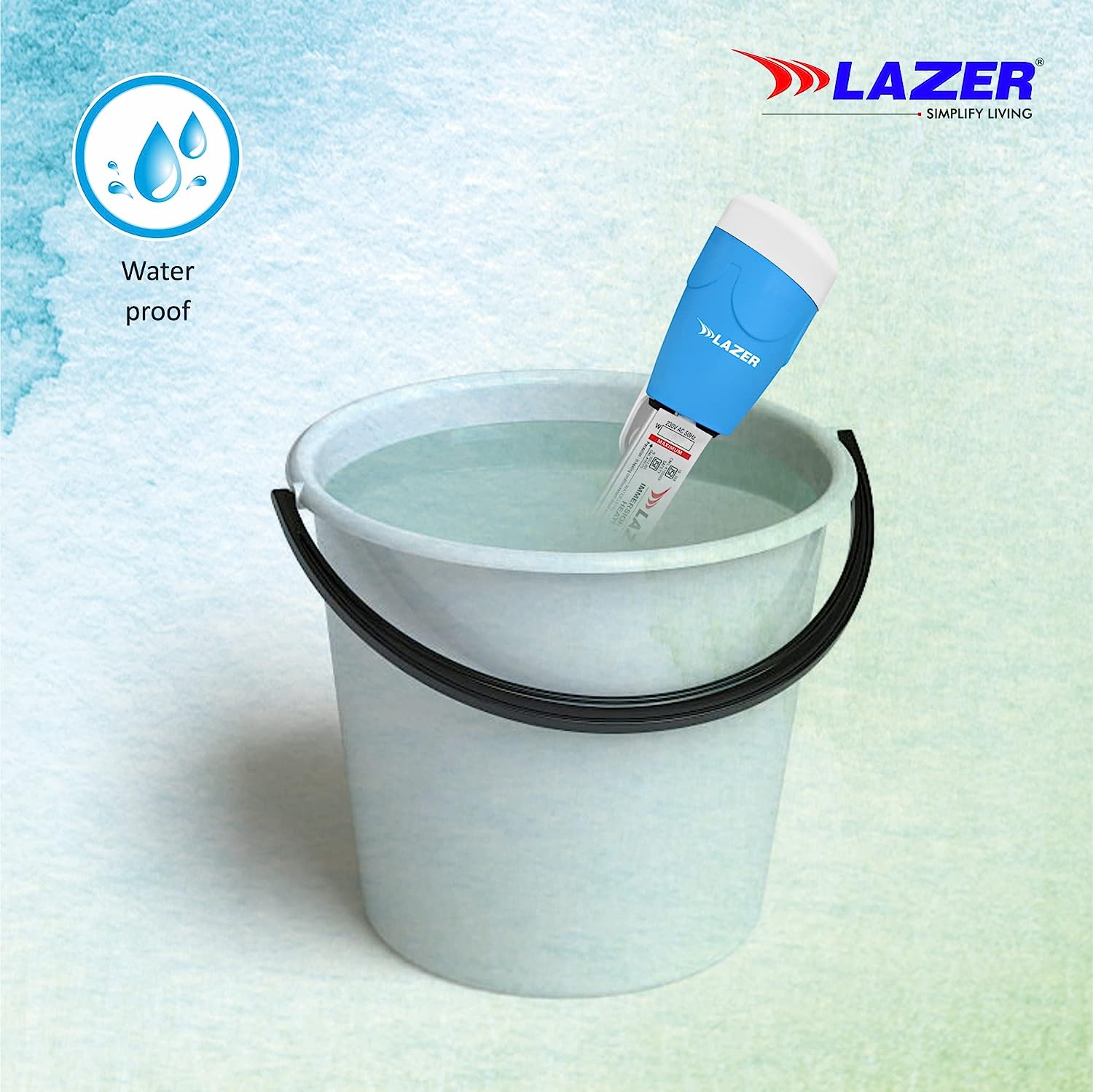 Lazer Aqua Therm 1000Watts Copper Water Proof Immersion Rod Water Heater with ISI Cerified(Blue)