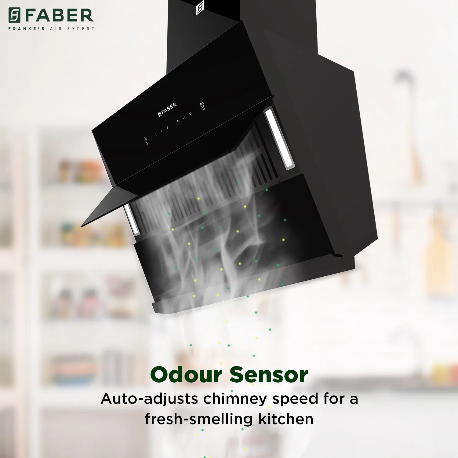Faber Zenith FL HC SC BK IN 75cm 1400m3/hr Ducted Auto Clean Chimney with Odor Sensor - Wall Mount