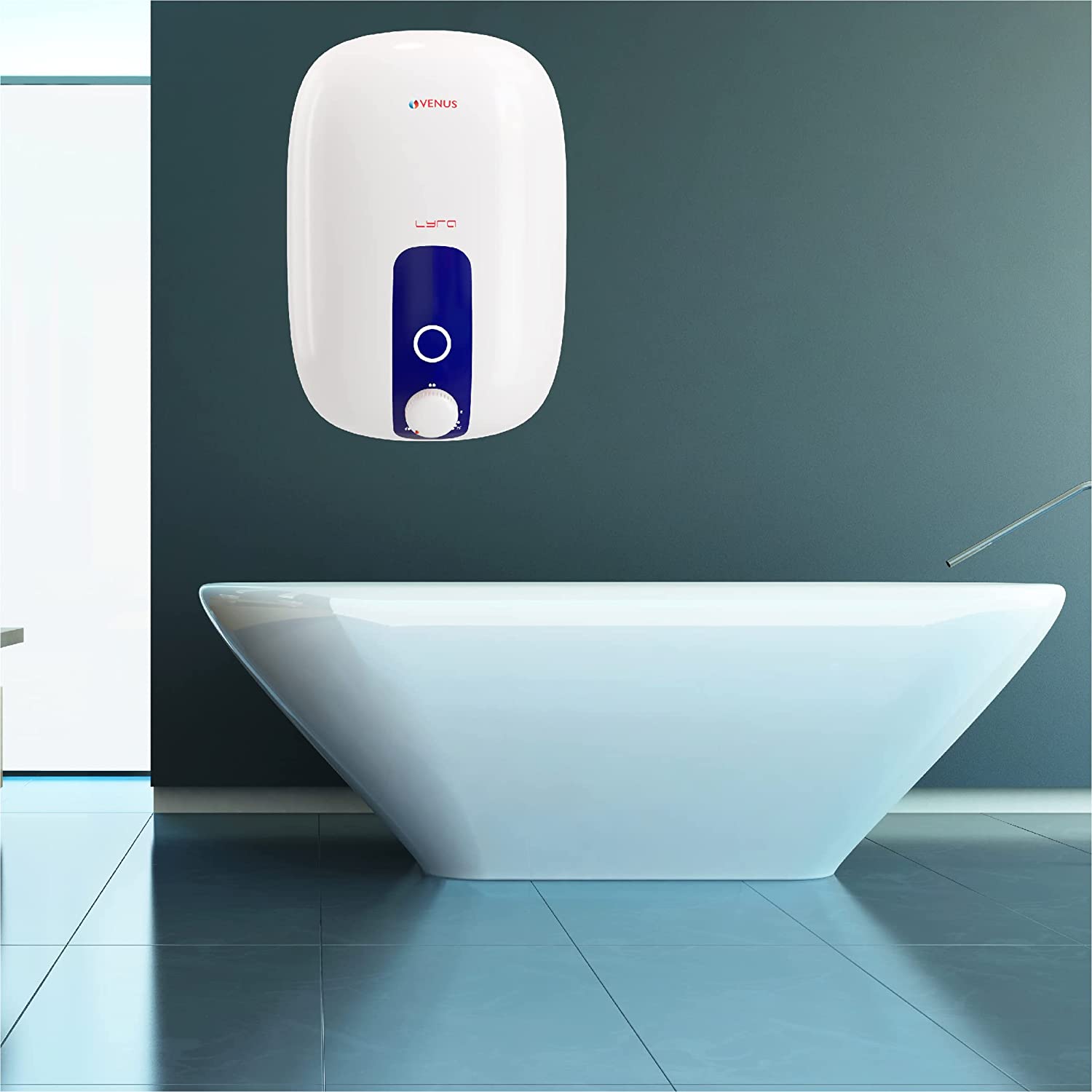 Venus Lyra 25R 2000-Watt Water Heater (White/Blue, BEE Star Rating - 5 Stars)
