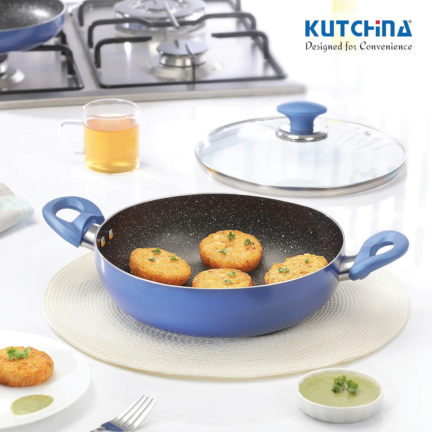 KUTCHINA Endura kadai Non Stick 30 CM, 4 Layered Non-Stick kadai with lid with Induction kadai& Non Stick kadaI