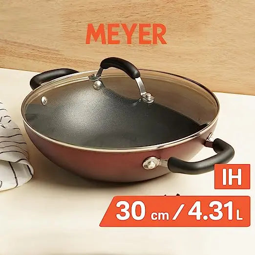 Meyer Merlot Aluminium Non-Stick Covered Kadai Gas and Induction Base 11673 30cm Purple