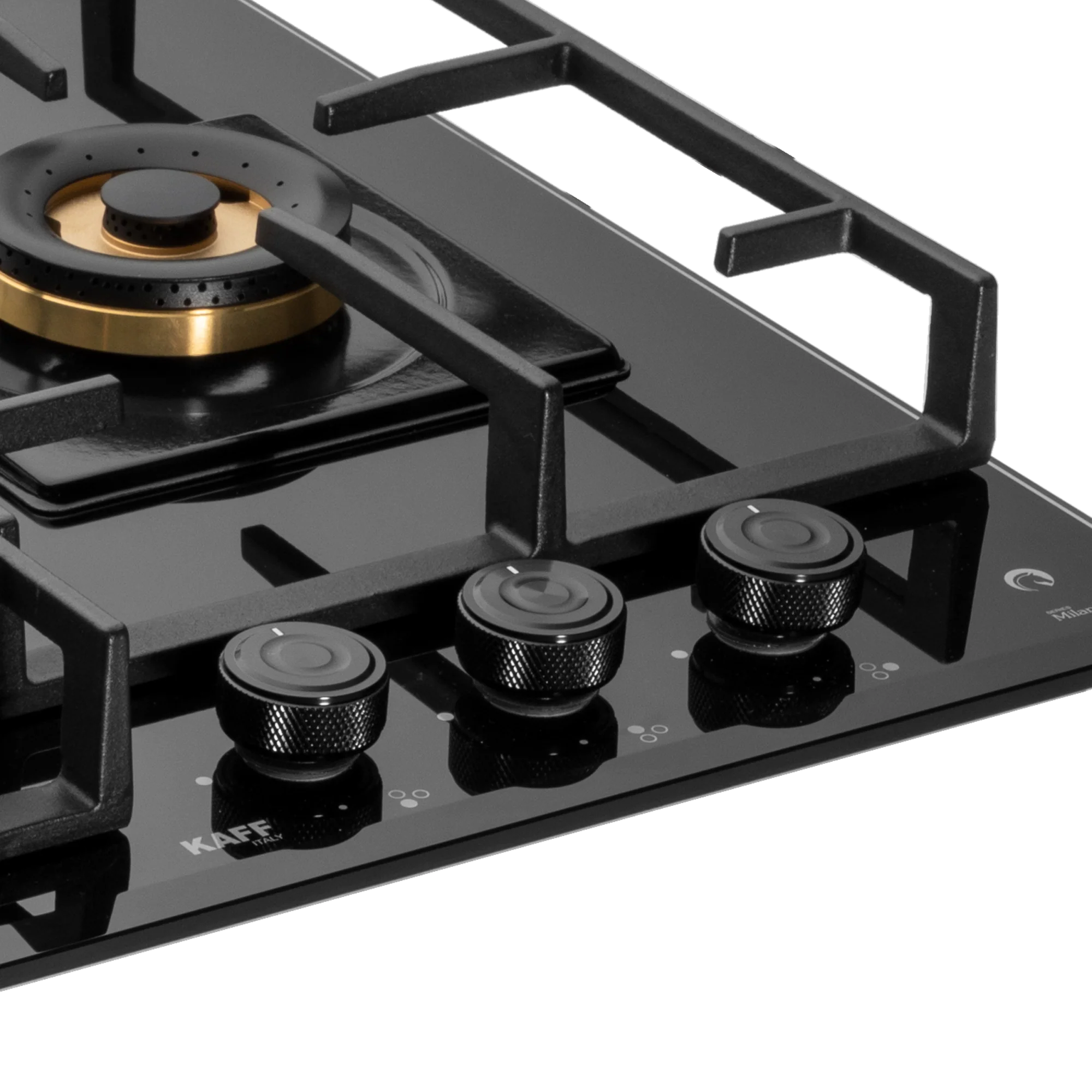 Kaff MFBX 603: 3 Full Brass Burners Built-in Hob with Square Drip Tray and Auto Electric Ignition
