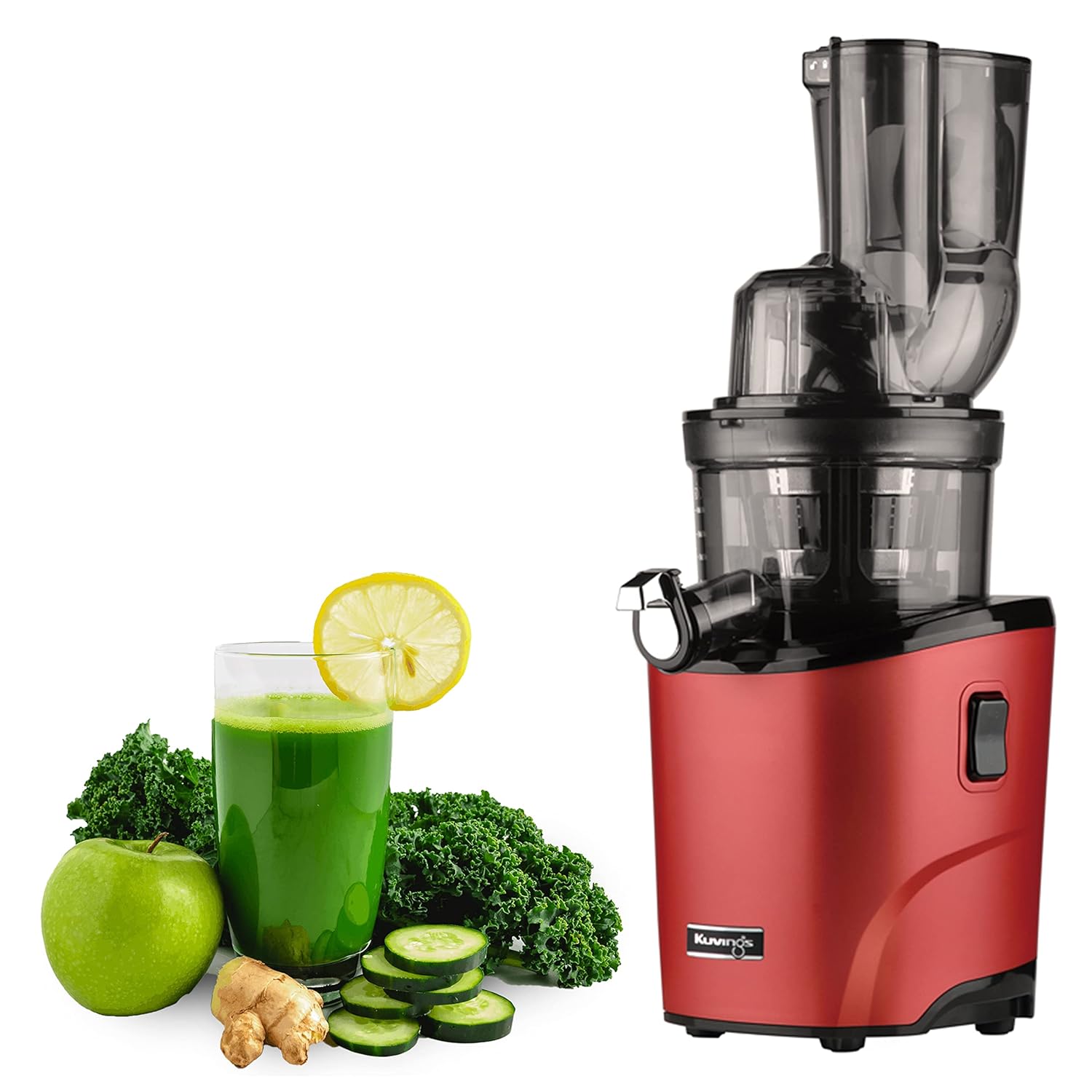 Kuvings REVO830 Red Cold Press Whole Slow Juicer with Auto-Cutting Auger - World's 1st Patented Juicing Technology