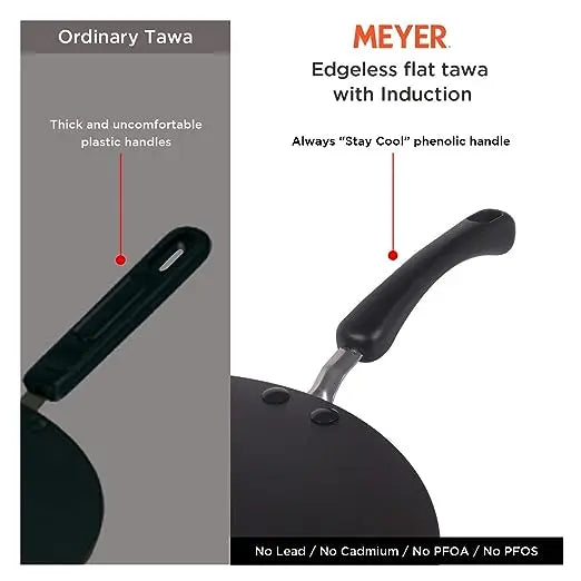 Meyer Aluminium Non Stick Edge-Less Flat Tawa 01842 30cm Orange