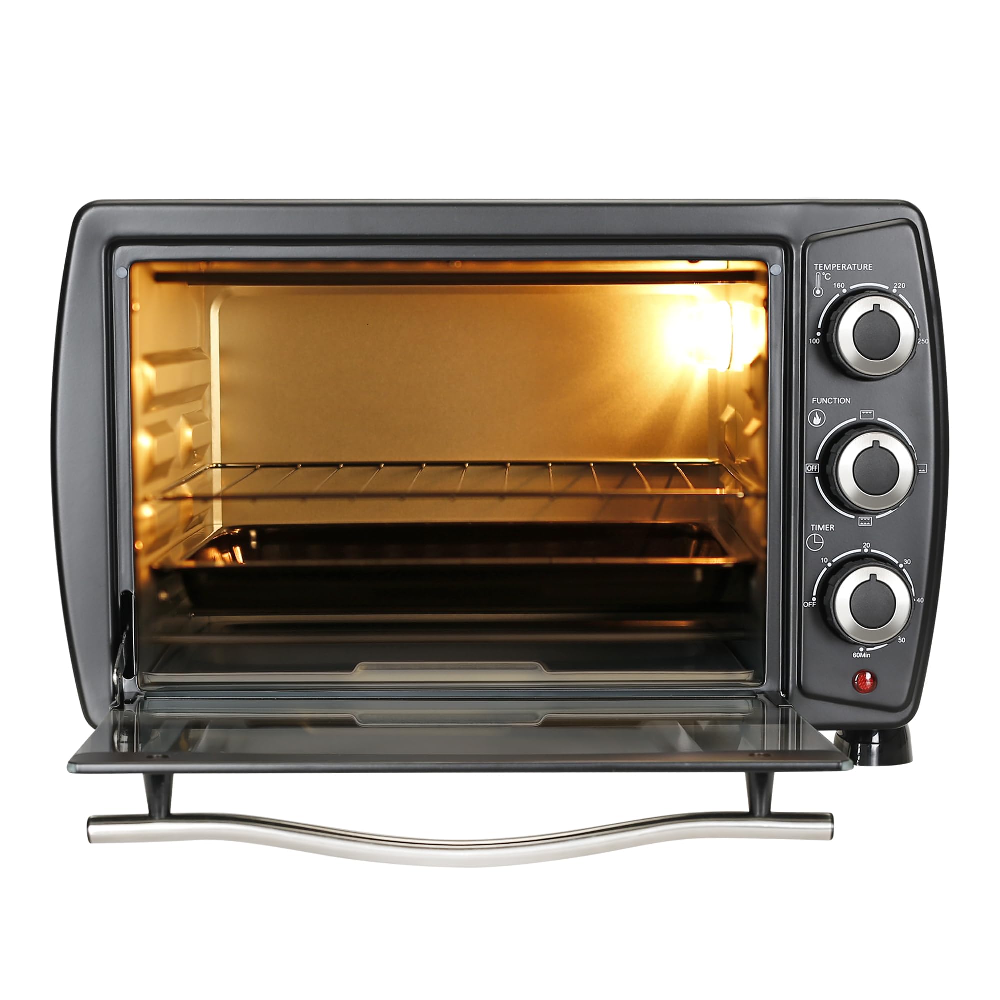 Faber 20 liter 1400 Watts OTG|Bake, Toast, Grill|4 Stage Functions, Upper & Lower Heating|Cool-Touch Handle, Heat Resistant Glass, Indicator Light, Auto-Shut, Ready Bell|Removable Crumb Tray|