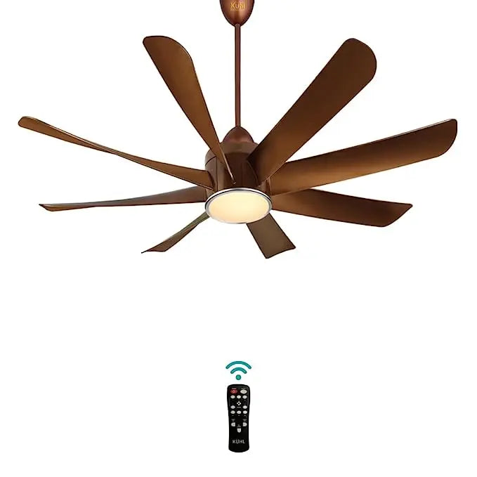 KUHL Platin D18 Stylish BLDC Fan | Low Power 30W | High Air Flow | 8 Aerodynamic ABS Blades | Low Noise | Down Light | 1200 mm sweep | Operate on Remote-Mobile-Alexa | Reverse Mode |5 Star Rated| Brow