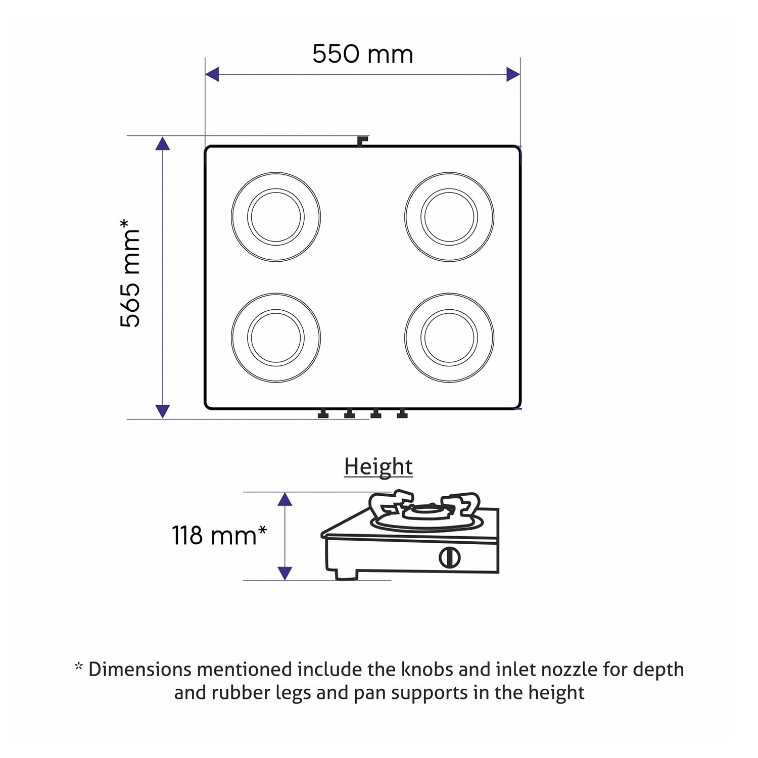 Glen 4 Burner LPG 6mm Thick Toughened Glass Top Gas Stove|Brass Burner|ISI Certified|Manual Ignition|Black|Drip Trays|Revolving Inlet Nozzle|2 Year Warranty On Product|CT4B55BLBB