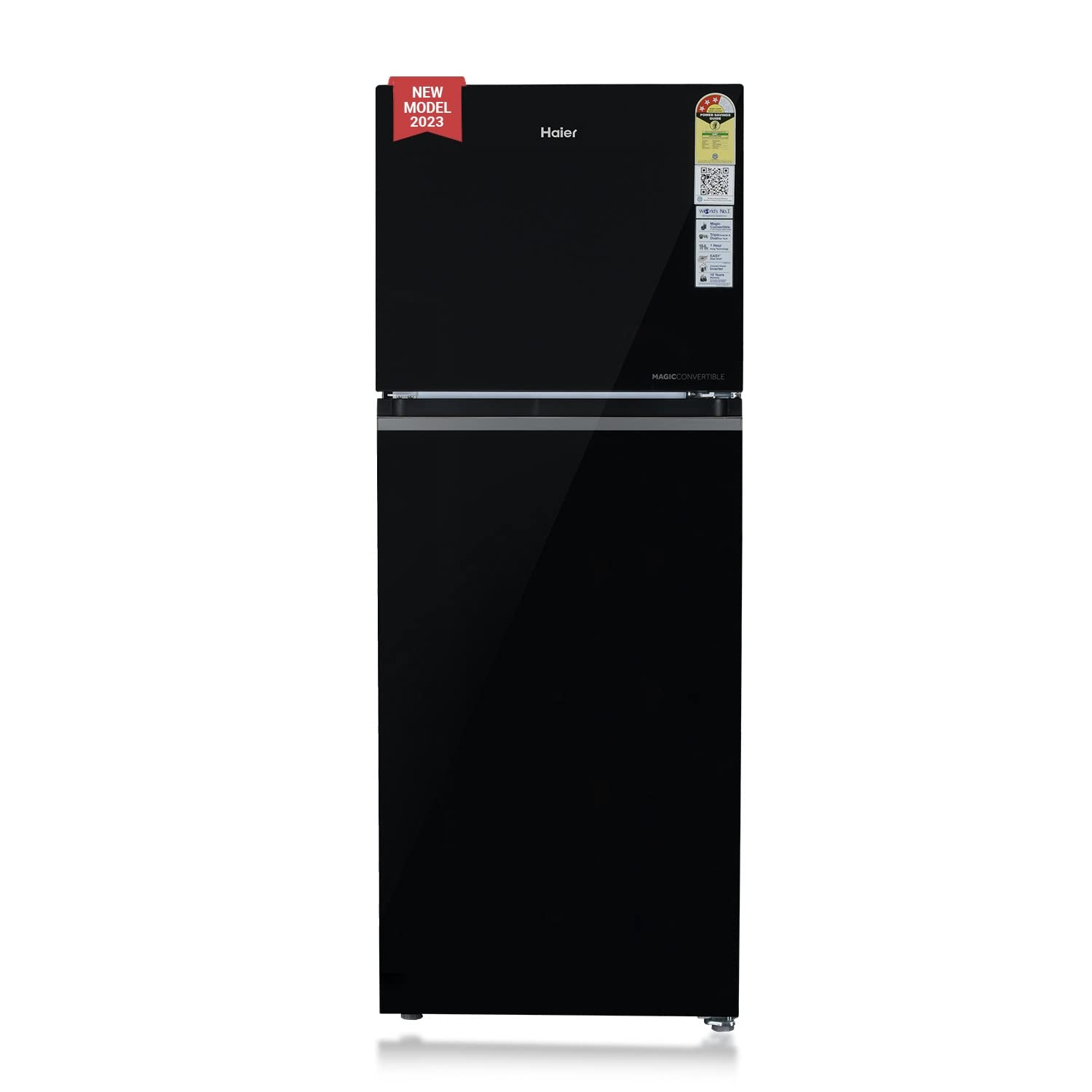 Haier 328L 3 Star Frost Free Inverter Double Door Top Mount Refrigerator (HEF-333BG-P, Inox Steel, Convertible)