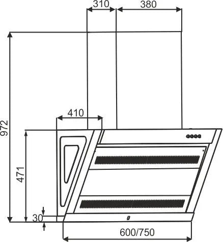 Kaff Forma Dx Deluxe 60/75 Cm Filter Less Technology Chimney