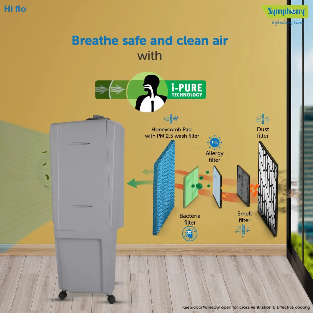 Symphony HiFlo 27 Personal Air Cooler (27L, Gray)