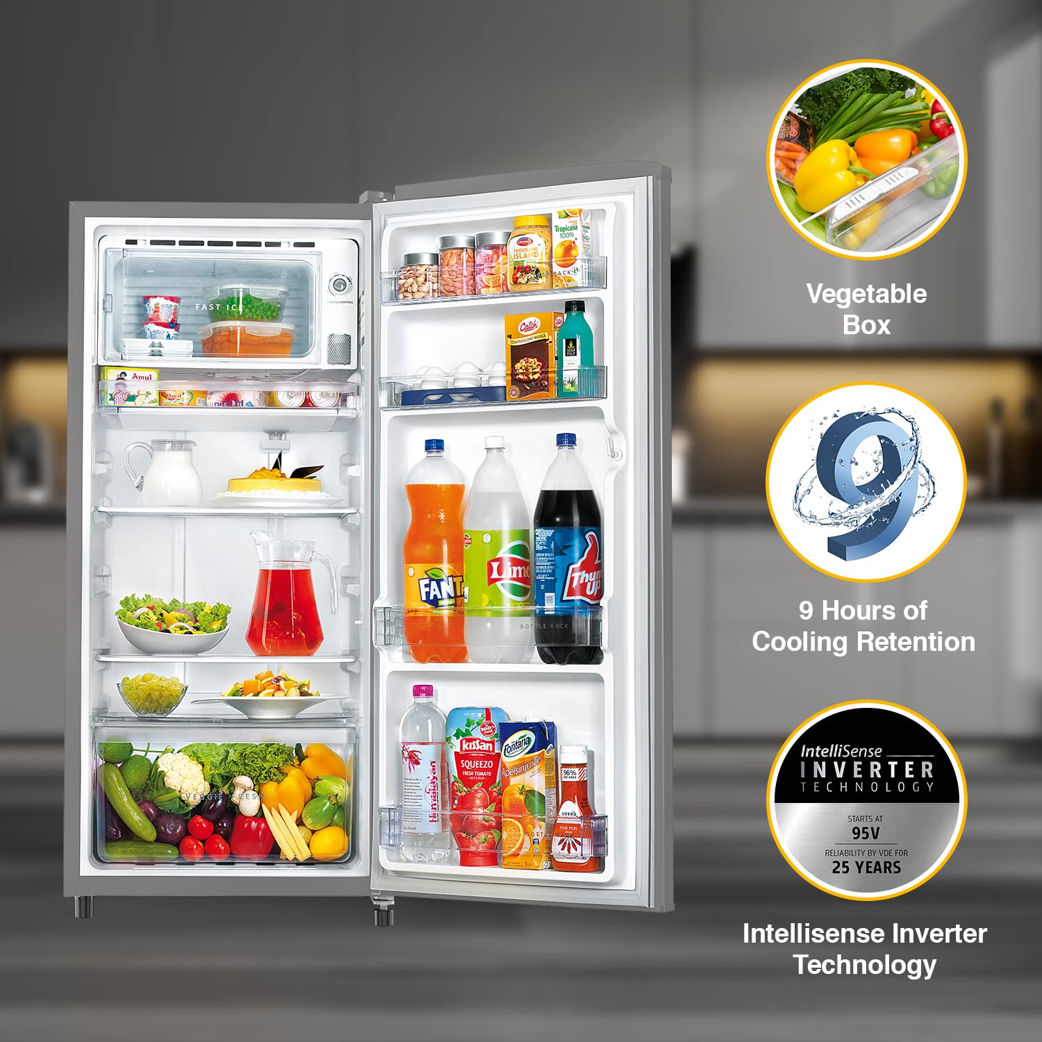 Whirlpool 184 L 3 Star Direct-Cool Single Door Refrigerator (205 WDE PRM 3S MAGNUM STEEL-Z, Magnum Steel, Grey, 2023 Model)