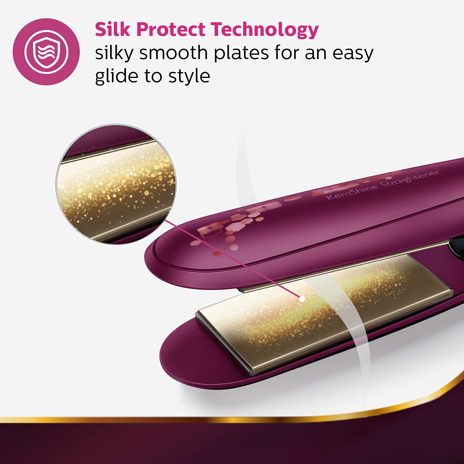 Philips BHS738/00 Kerashine Titanium Wide Plate Straightener with SilkProtect Technology. Straighten, curl, with Instant Shine for Thick Long Hair