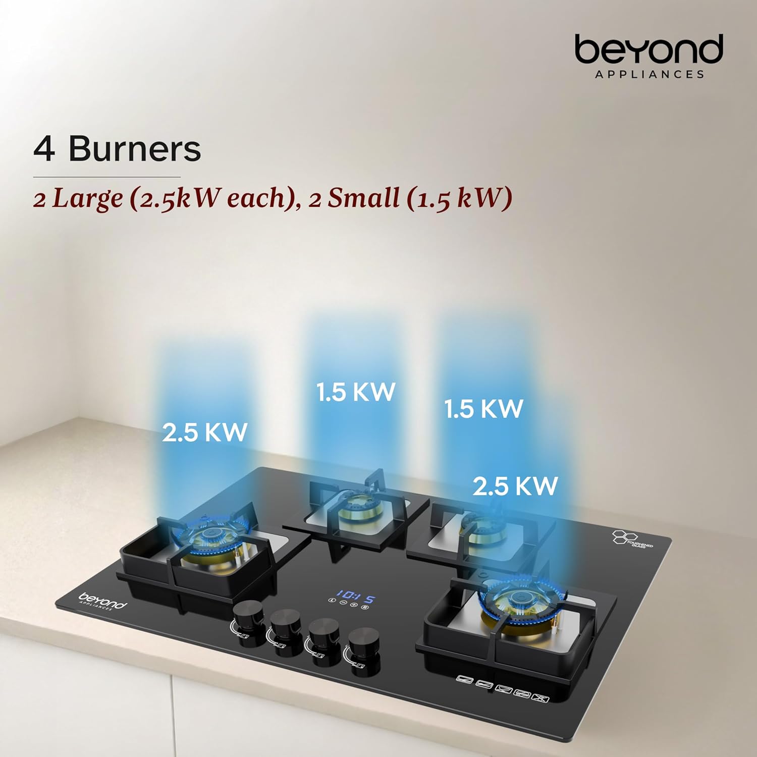 Beyond Appliances Dorado-4 Gas Stove 4 Burner Glass Hobtop
