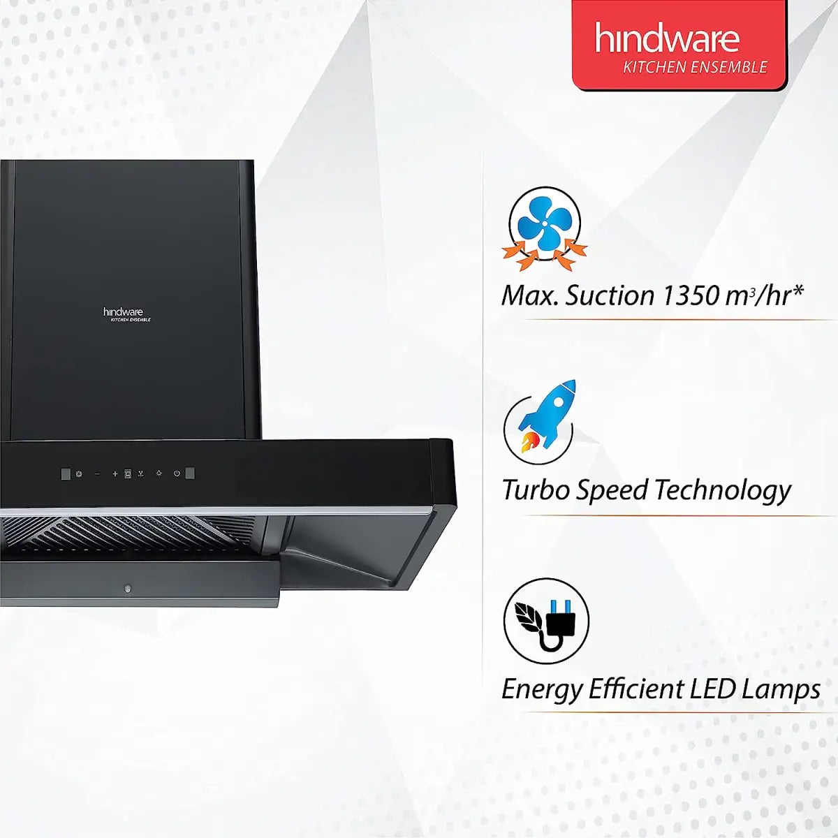 Hindware ChimneyOptimus Black 90 cm Auto Clean