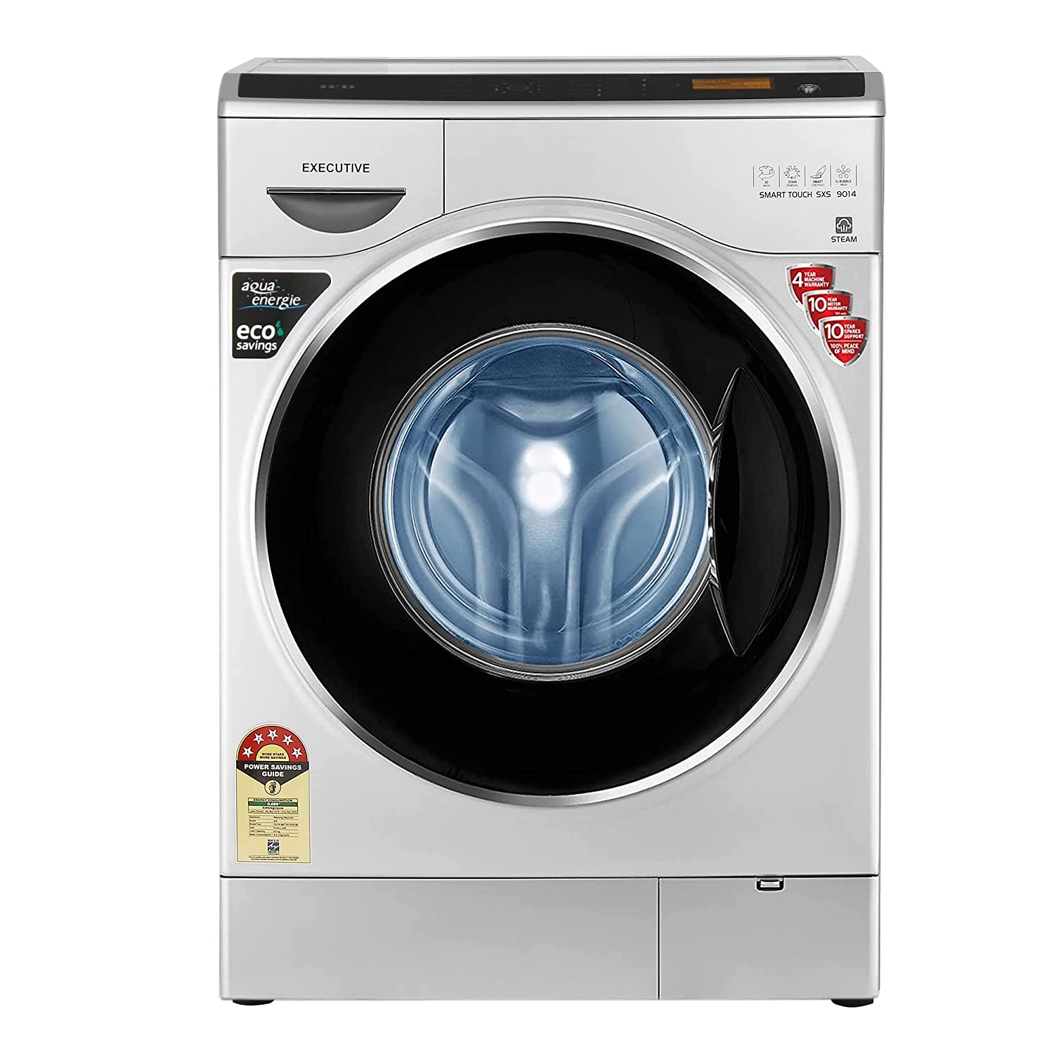 IFB 9 Kg 5 Star Front Load Washing Machine 2X Power Steam (EXECUTIVE SMART TOUCH SXS, Silver, O2 Bubble Wash, 4 years Comprehensive Warranty)