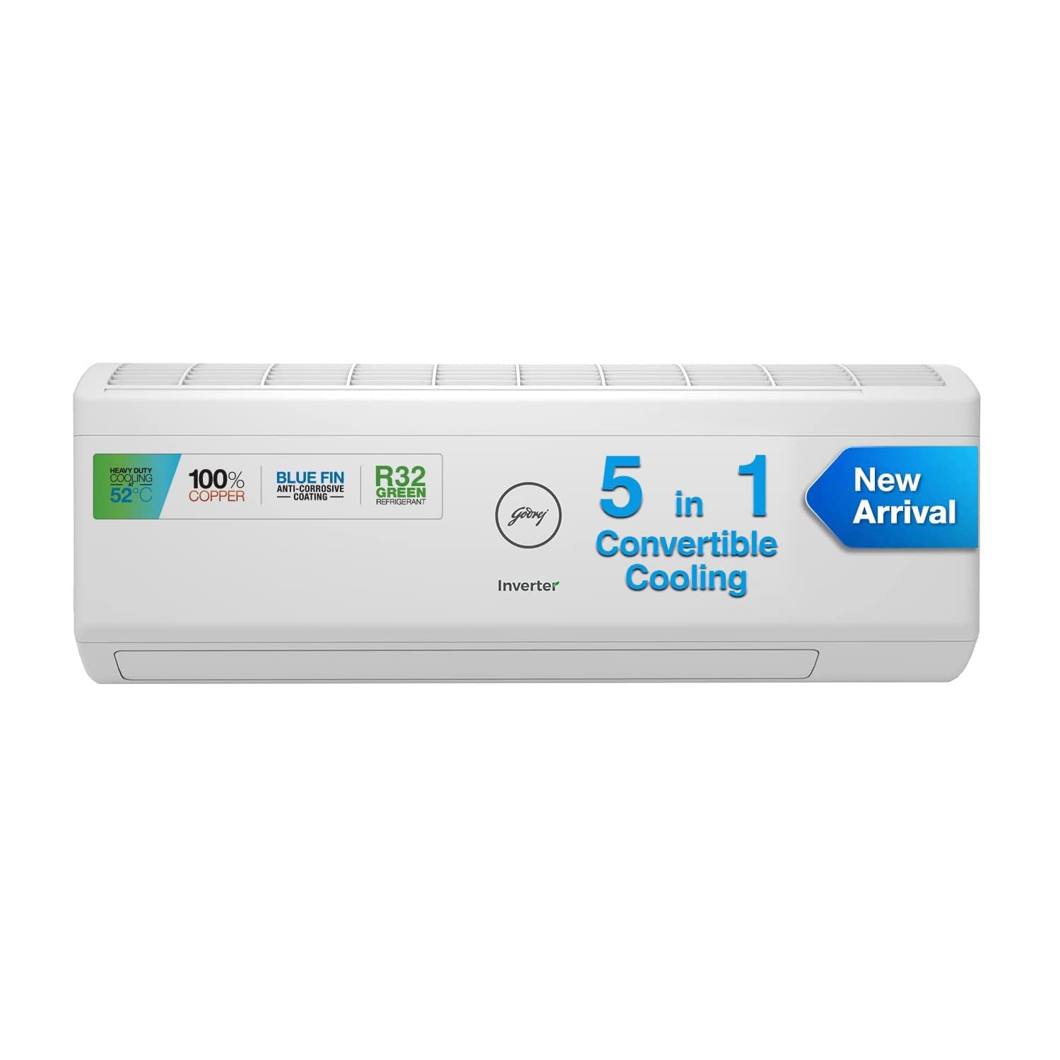 Godrej 2 Ton 3 Star, 5-In-1 Convertible Cooling, Inverter Split AC (Copper, I-Sense Technology, 2023 Model, AC 2T EI 24IINV3R32-WWA Split, White)