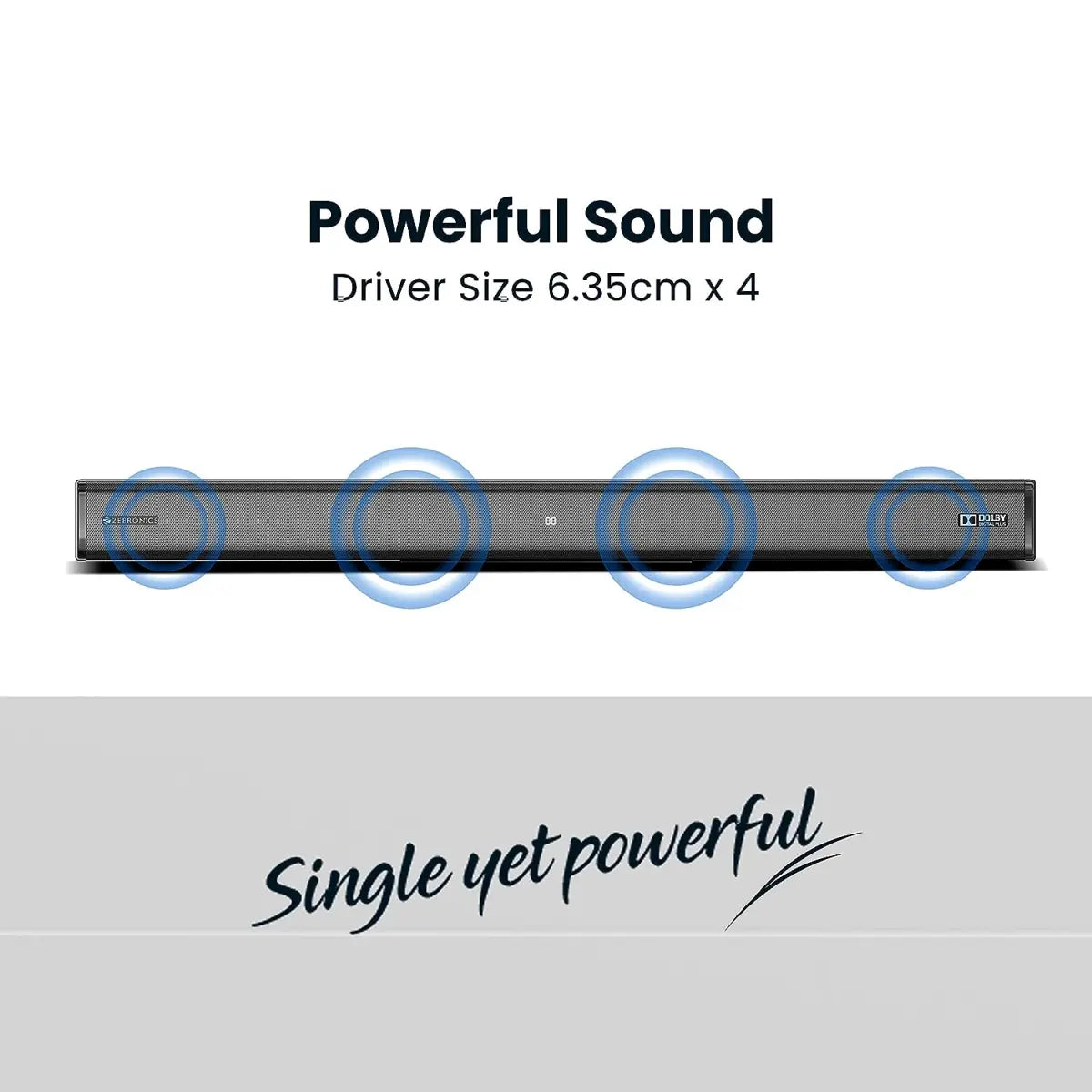ZEBRONICS ZEB-JUKE BAR 3800 PRO DOLBY Wireless Bluetooth Single Soundbar With Supporting Wall Mount, USB, AUX, Optical IN, HDMI ARC & Remote Control. (60 Watt, 2.0 Channel)