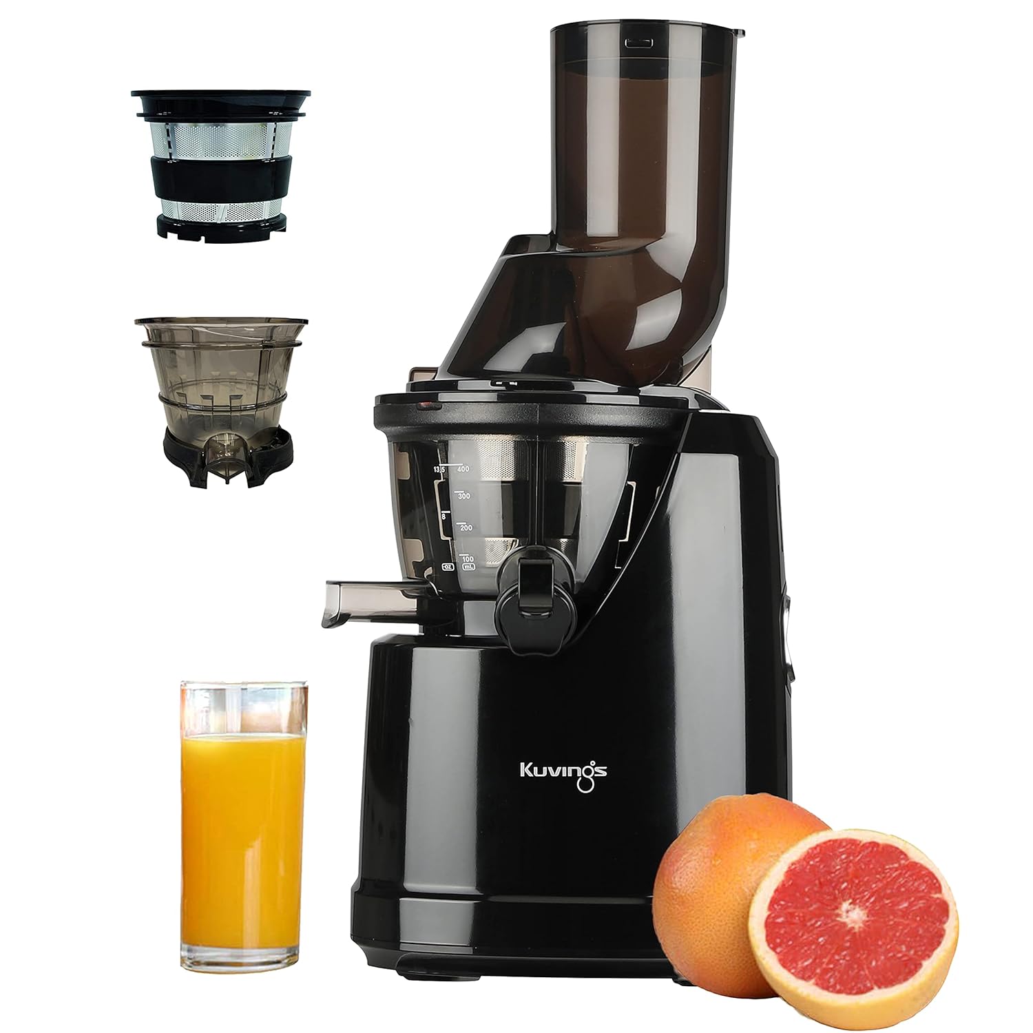 Kuvings B1700 Phantom Black Professional Cold Press Juicer with Smoothie & Sorbet Strainers, JMCS Technology - Whole Slow Juicing at its Finest!