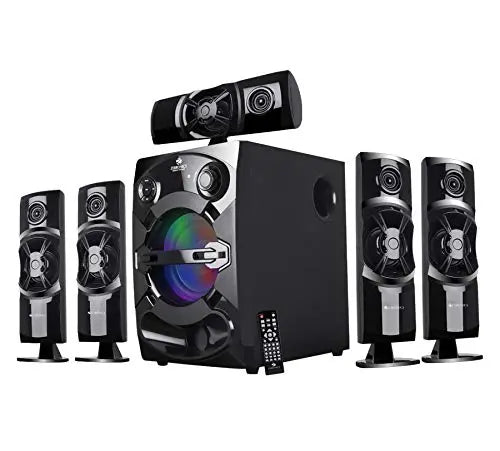 Zebronics Zeb-Trump BTRUCFO 5.1 Multimedia Speaker with Bluetooth Supporting,USB,SD Card,FM,AUX,AC-3,Optical Input, Multi-Color LED Lights & Comes with Fully Functional Remote Control(Black)