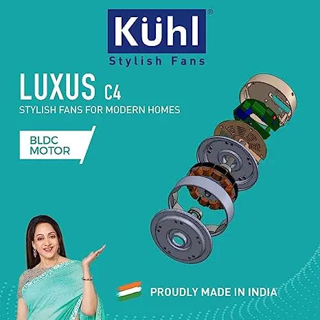 KUHL Luxus C4 Stylish BLDC Fan|Low Power 38W |High Air Flow|4 Aerodynamic ABS Blades|Low Noise|Night & Down Light |IoT Enabled |Operate Via Remote-Mobile-Alexa |Reverse Mode|5-Star Rated | White